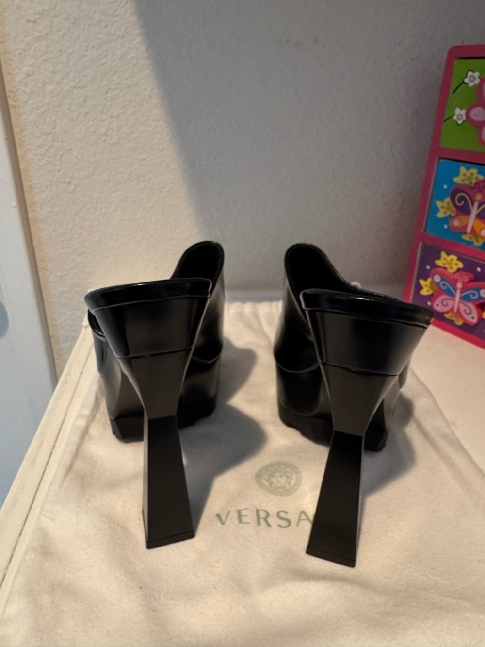 Versace Black Patent Platform Mule Sandals - Picture 4 of 6